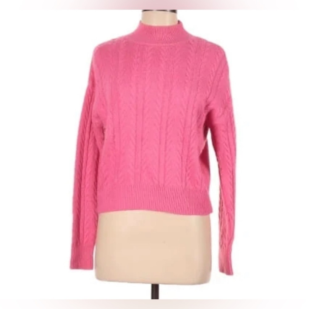 Red Berry - Wool blend mock neck long sleeve pullover sweater.